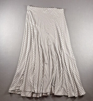 Chico's Women's Size 2 White Black Striped Bias Cut Maxi Skirt Pull On